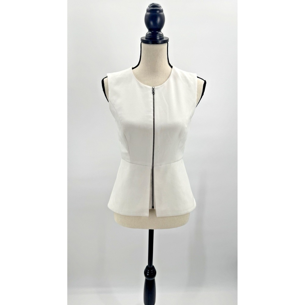 BCBGMaxazria Abrielle Top Full Zip Vest Small Minimal Capsule Timeless Clean
